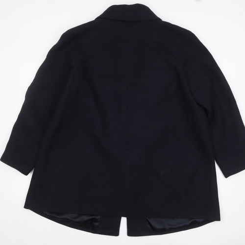 Marks and Spencer Women's Black Wool Blend Classic Mid-Length Coat Size 22