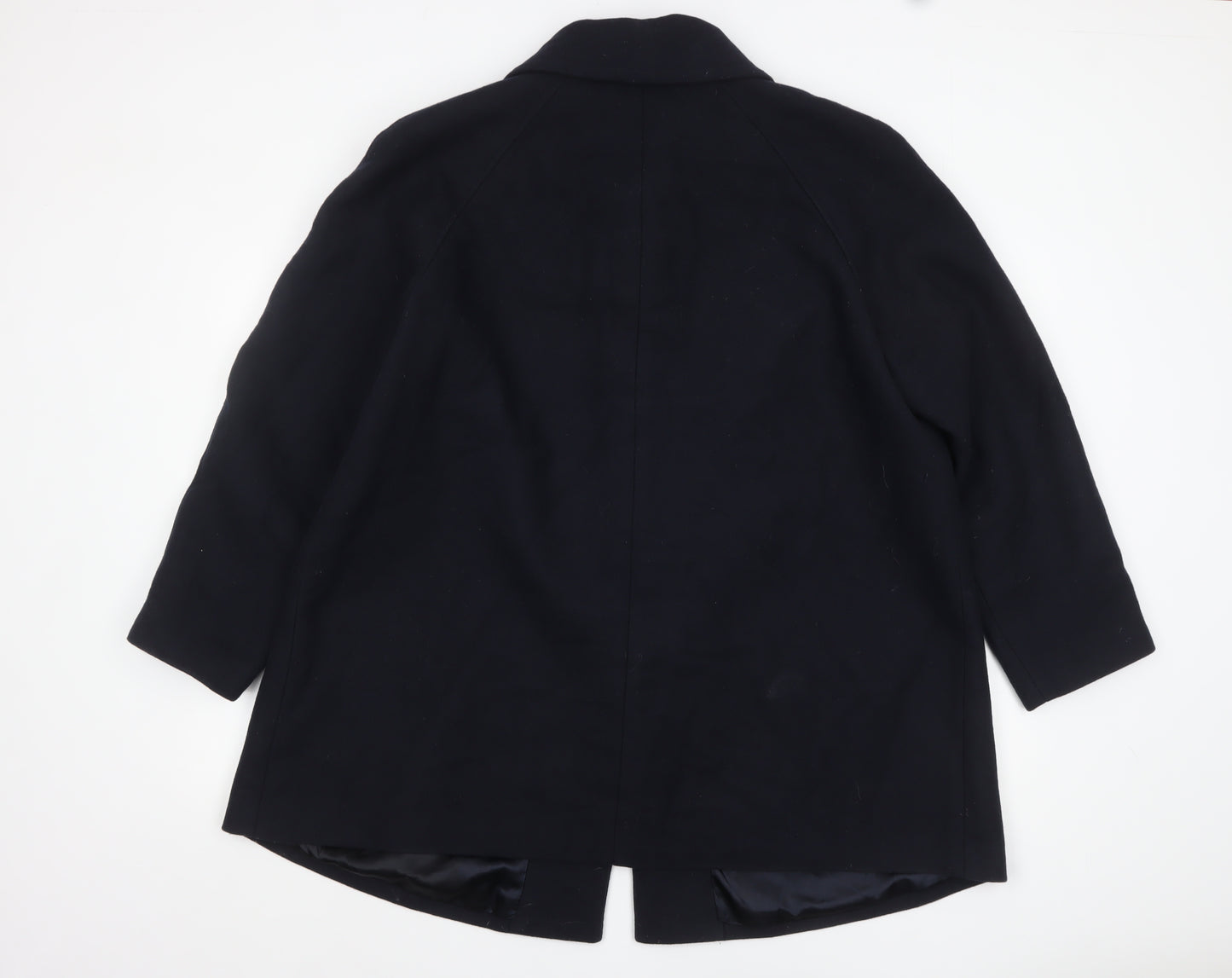 Marks and Spencer Women's Black Wool Blend Classic Mid-Length Coat Size 22