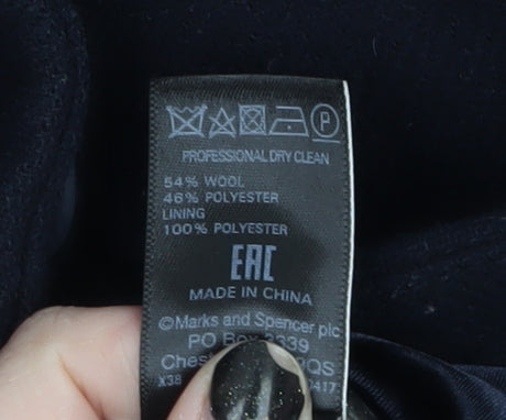 Marks and Spencer Women's Black Wool Blend Classic Mid-Length Coat Size 22
