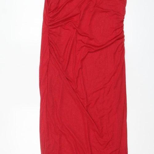Quiz Women’s Red Midi Glitter Bodycon Dress Size 18