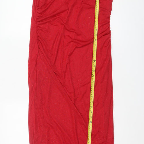 Quiz Women’s Red Midi Glitter Bodycon Dress Size 18