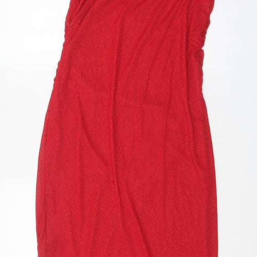 Quiz Women’s Red Midi Glitter Bodycon Dress Size 18