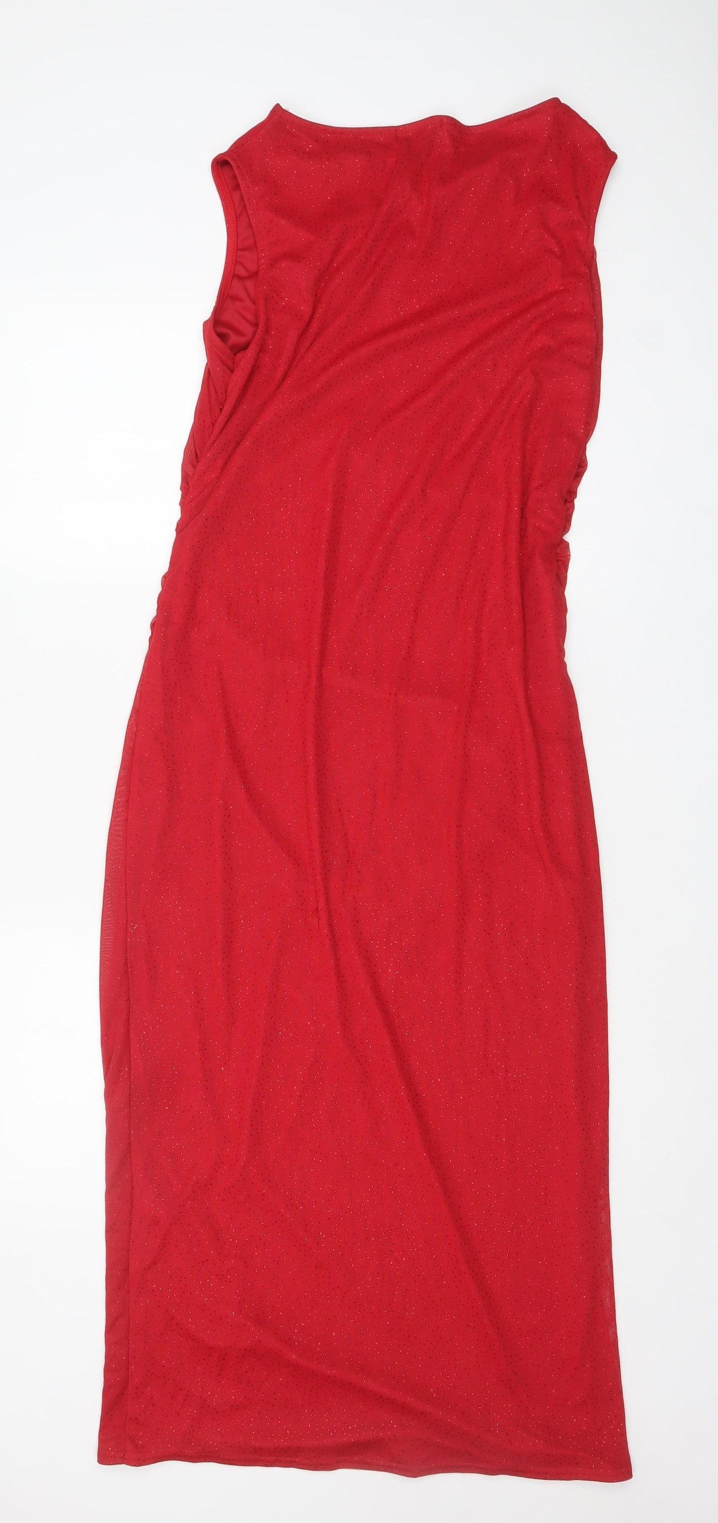 Quiz Women’s Red Midi Glitter Bodycon Dress Size 18
