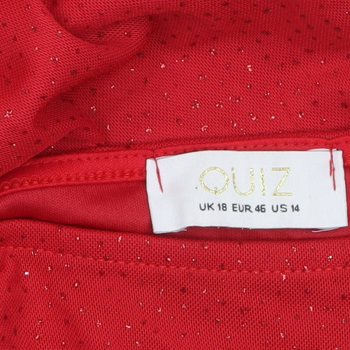 Quiz Women’s Red Midi Glitter Bodycon Dress Size 18