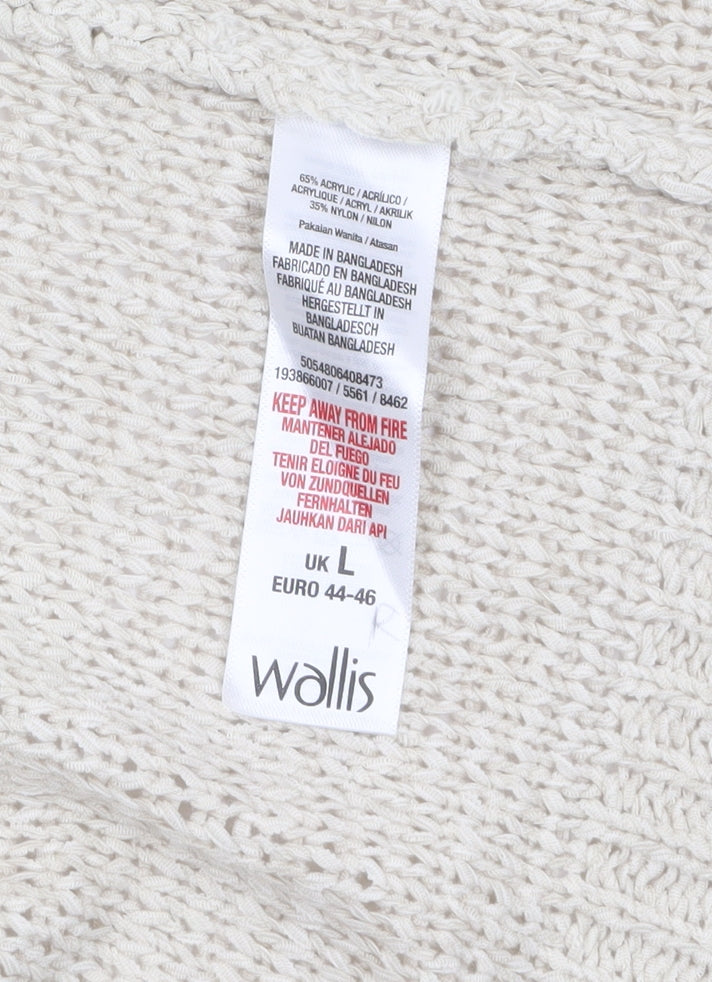 Wallis Women Beige L Open Knit Relaxed Cardigan Jumper