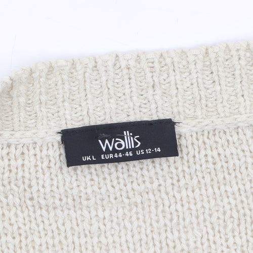 Wallis Women Beige L Open Knit Relaxed Cardigan Jumper