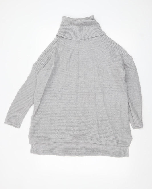 Marks and Spencer Womens Grey Roll Neck Chunky Knit Jumper UK 14