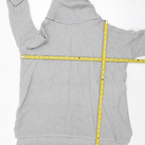 Marks and Spencer Womens Grey Roll Neck Chunky Knit Jumper UK 14