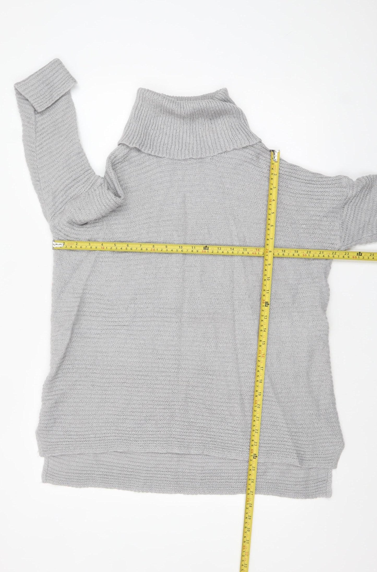 Marks and Spencer Womens Grey Roll Neck Chunky Knit Jumper UK 14