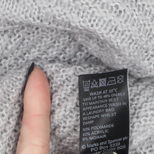 Marks and Spencer Womens Grey Roll Neck Chunky Knit Jumper UK 14