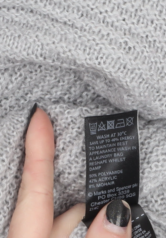 Marks and Spencer Womens Grey Roll Neck Chunky Knit Jumper UK 14