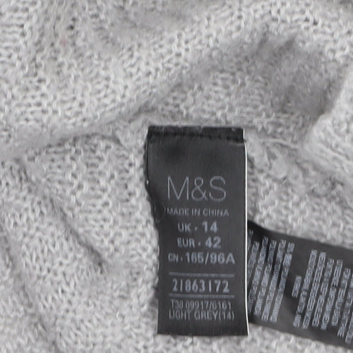 Marks and Spencer Womens Grey Roll Neck Chunky Knit Jumper UK 14