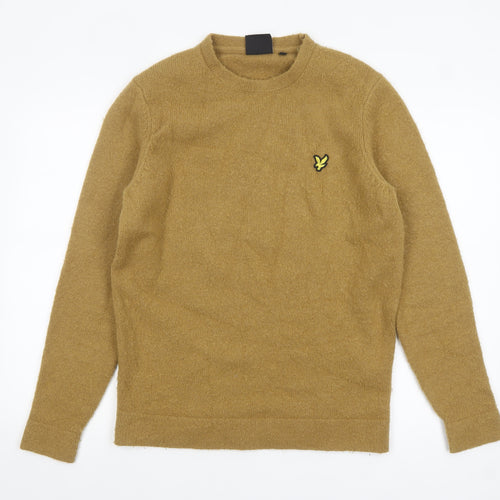 Lyle & Scott Men's Brown Wool Blend Crew Neck Jumper Size M