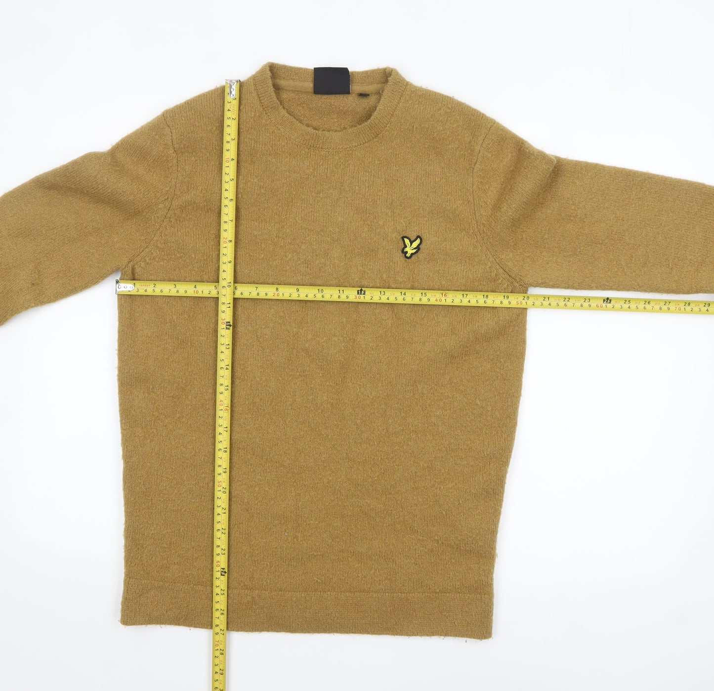 Lyle & Scott Men's Brown Wool Blend Crew Neck Jumper Size M