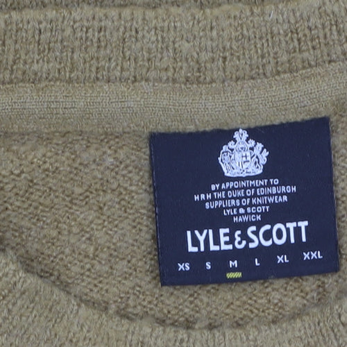 Lyle & Scott Men's Brown Wool Blend Crew Neck Jumper Size M