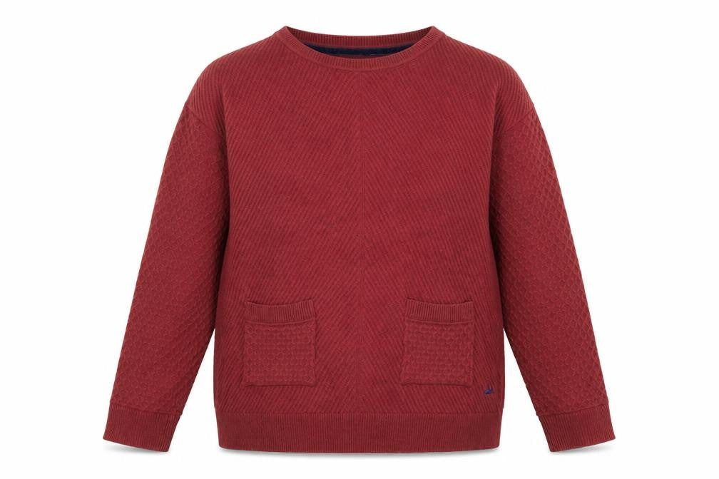 Front view of Mantaray Women's Red Knit Button Back Cardigan, size 8