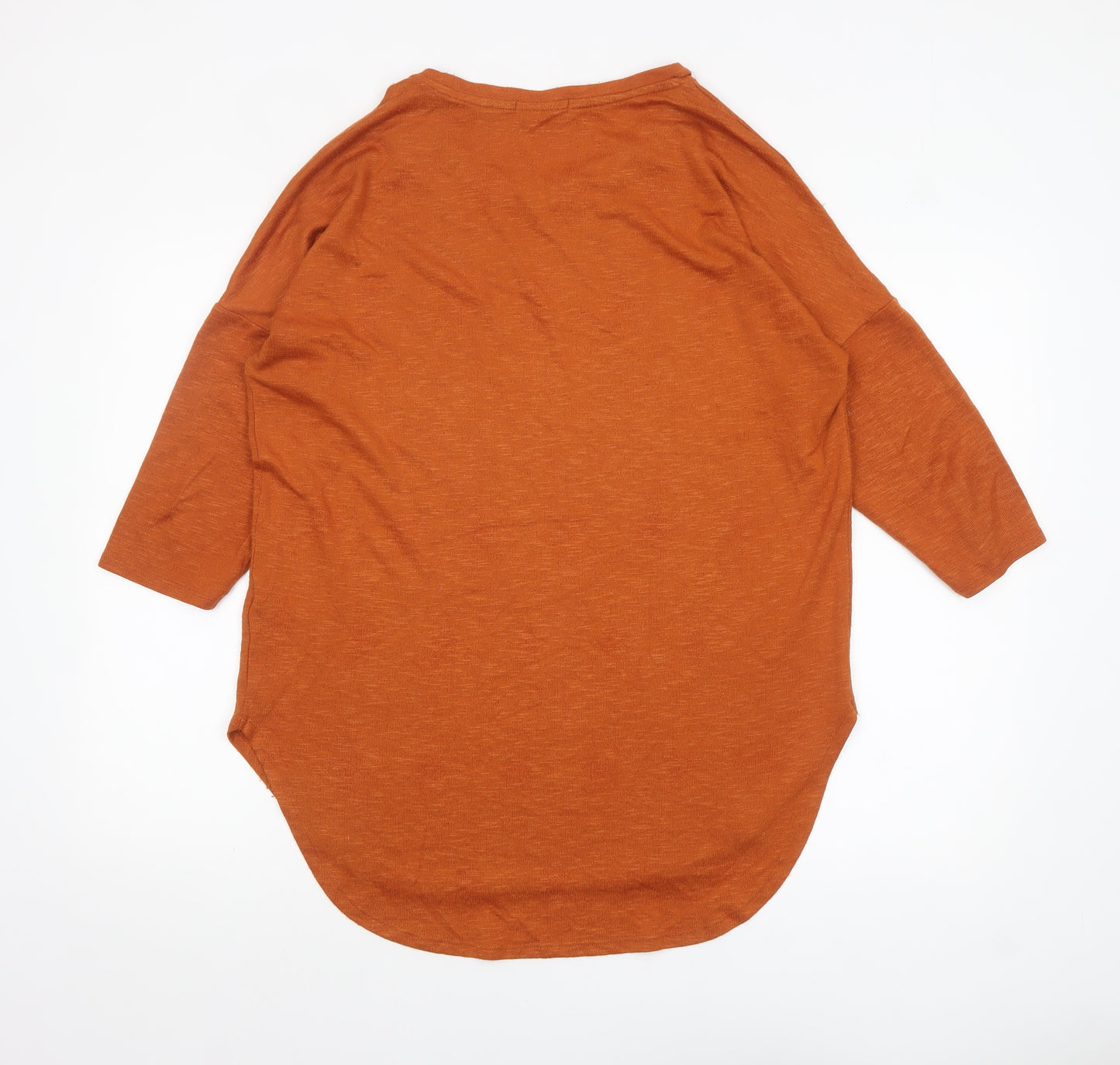 Papaya Women Orange 3/4 Sleeve Basic Stretch T-Shirt M