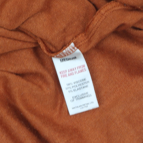 Papaya Women Orange 3/4 Sleeve Basic Stretch T-Shirt M