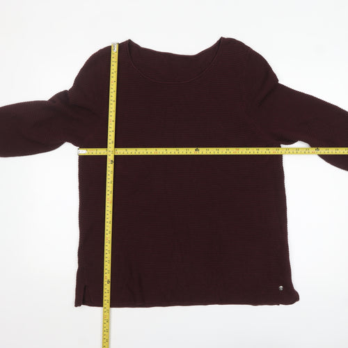 Monari Women's Brown 3/4 Sleeve Cotton Blend Pullover Jumper Size 18