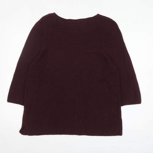Monari Women's Brown 3/4 Sleeve Cotton Blend Pullover Jumper Size 18