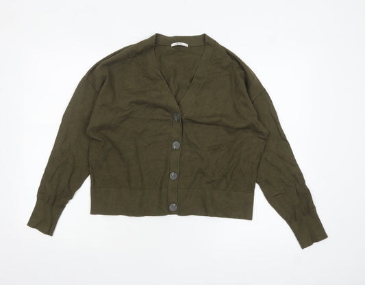 Tu Women Green V-Neck Button Knit Cardigan Size 16