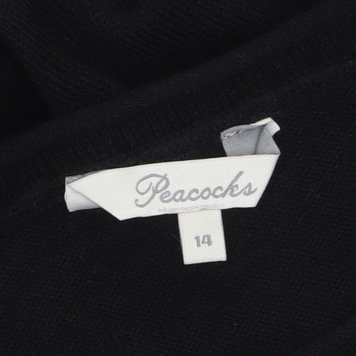 Peacocks Womens Black Size 14 Long Sleeve Pullover Jumper