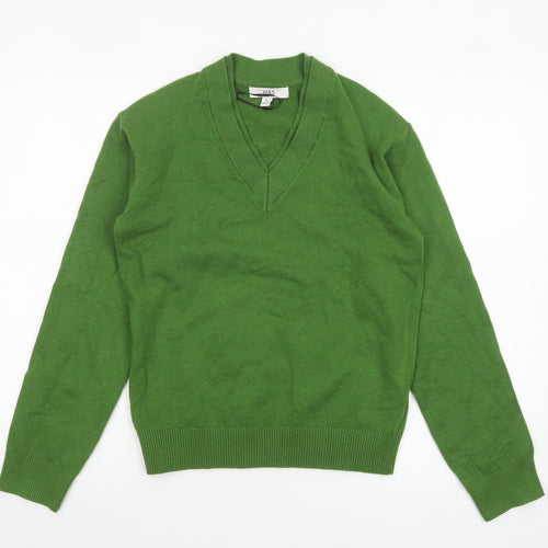 Marks and Spencer Women Green V-Neck Knit Jumper XS