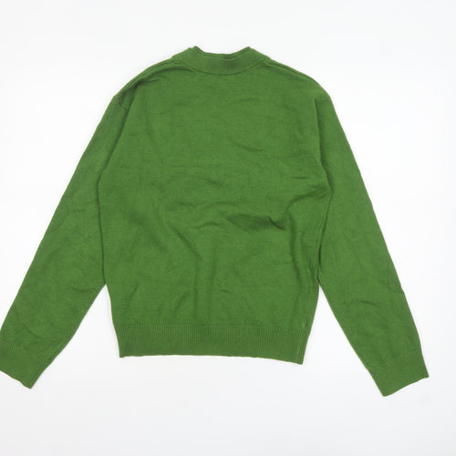 Marks and Spencer Women Green V-Neck Knit Jumper XS