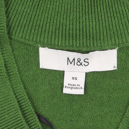 Marks and Spencer Women Green V-Neck Knit Jumper XS
