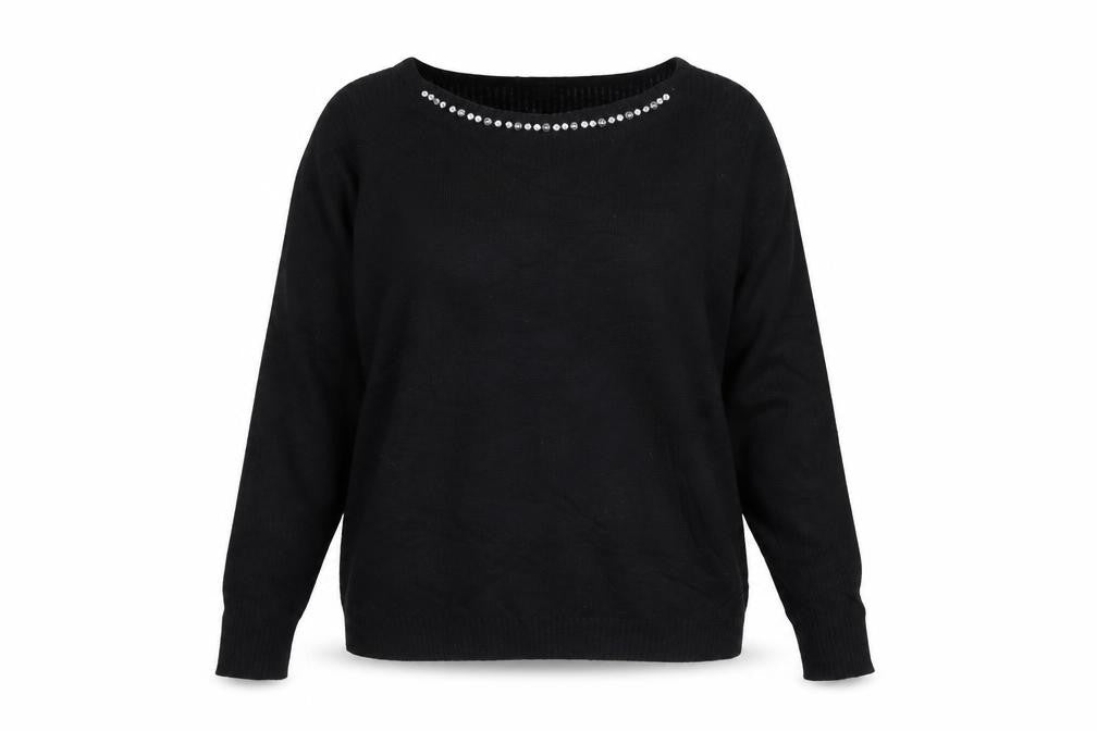 Front view of Fenn Wright Manson Women's Black Jewel Neck Knit Jumper M