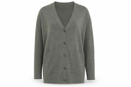 Front view of Splendid Women's Green V-Neck Button Knit Cardigan, size M