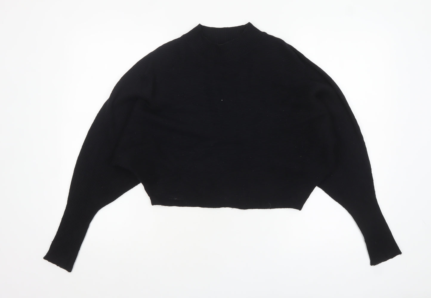 ZARA Women’s Black Mock Neck Dolman Sleeve Knit Jumper Size 10