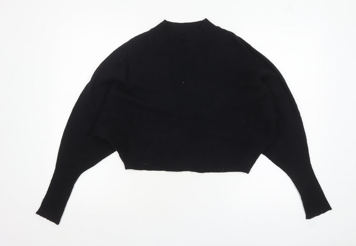 ZARA Women’s Black Mock Neck Dolman Sleeve Knit Jumper Size 10