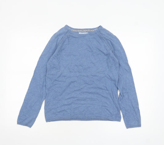 Beacon Cove Women's Blue Cotton Crew Neck Jumper Size 10