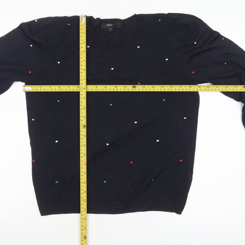 NEXT Women Blue Polka Dot Wool Blend Crew Neck Jumper M