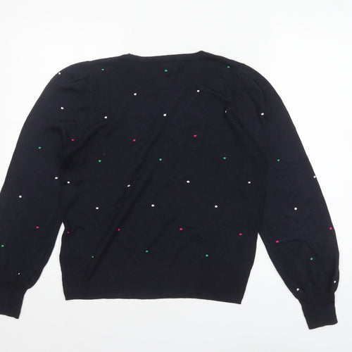 NEXT Women Blue Polka Dot Wool Blend Crew Neck Jumper M