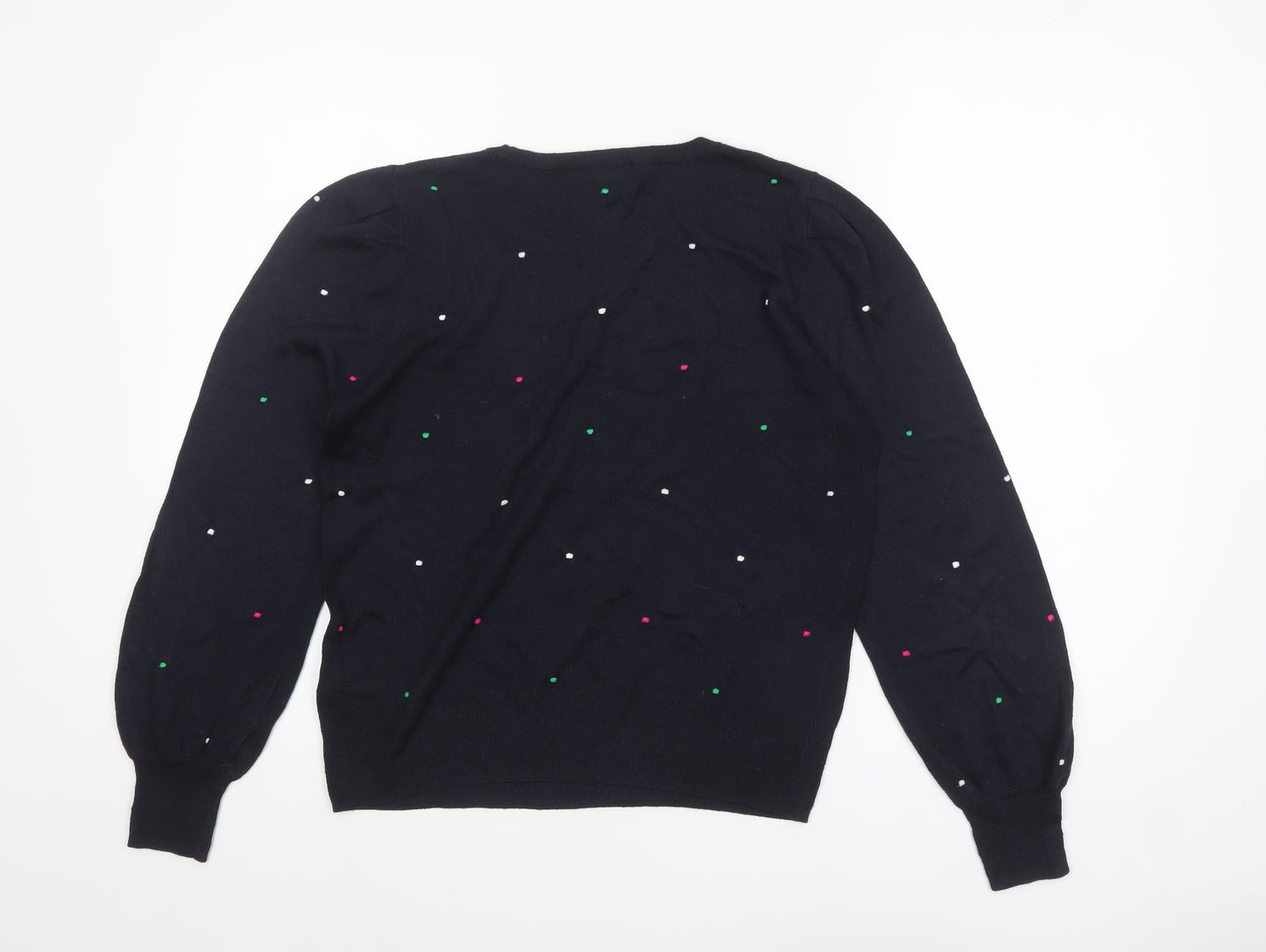 NEXT Women Blue Polka Dot Wool Blend Crew Neck Jumper M