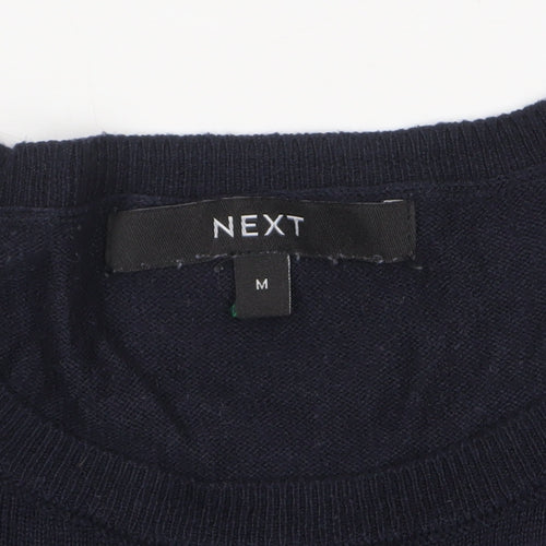 NEXT Women Blue Polka Dot Wool Blend Crew Neck Jumper M