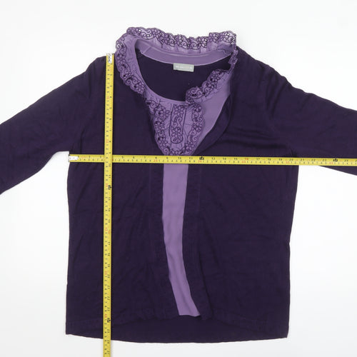 Marks and Spencer Womens Purple 3/4 Sleeve Lace Trim Cardigan Size 18