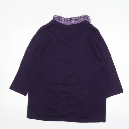 Marks and Spencer Womens Purple 3/4 Sleeve Lace Trim Cardigan Size 18
