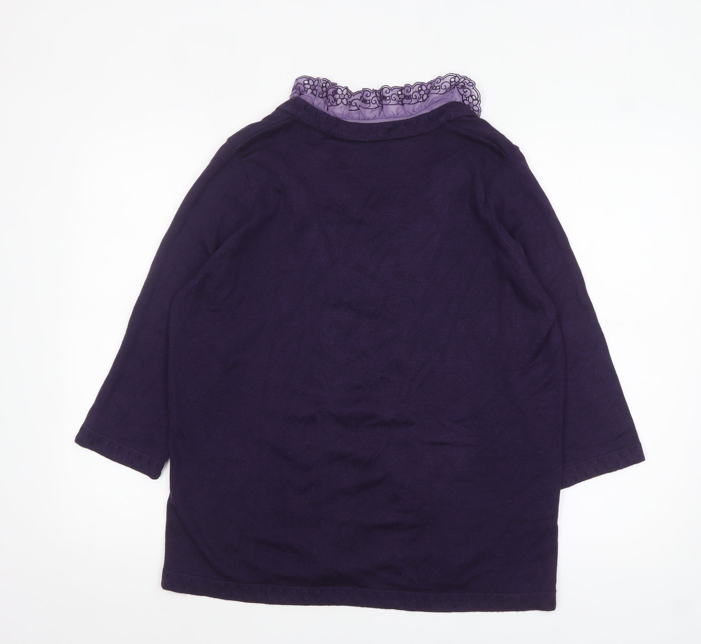 Marks and Spencer Womens Purple 3/4 Sleeve Lace Trim Cardigan Size 18