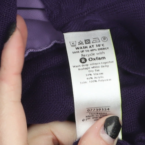 Marks and Spencer Womens Purple 3/4 Sleeve Lace Trim Cardigan Size 18
