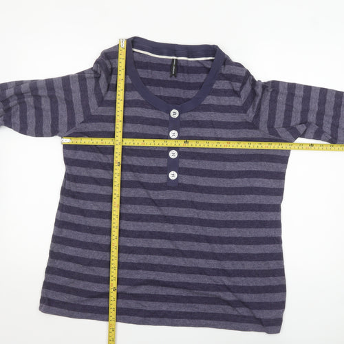 Marks and Spencer Women Purple Striped Button-Up Jersey Top UK 24