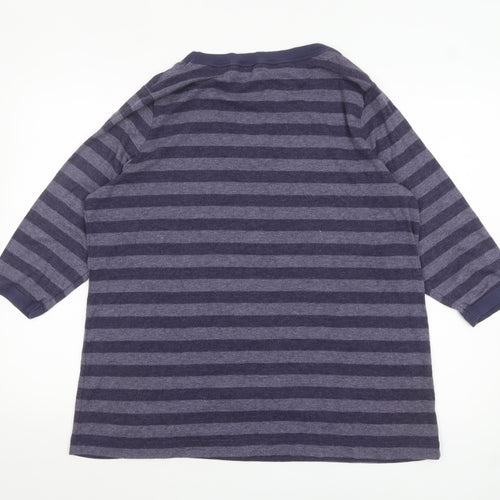 Marks and Spencer Women Purple Striped Button-Up Jersey Top UK 24