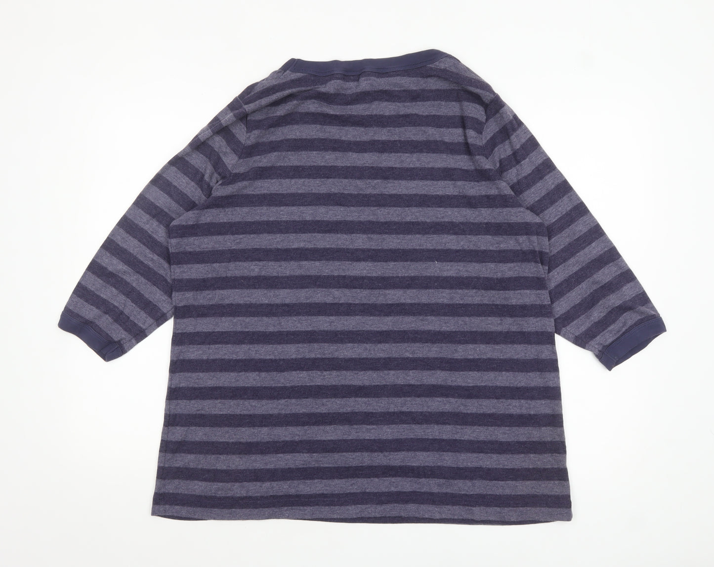 Marks and Spencer Women Purple Striped Button-Up Jersey Top UK 24