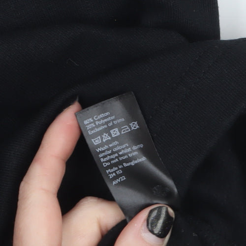 John Lewis Women’s Black Shift Jersey Dress M Long Sleeve Crew Neck