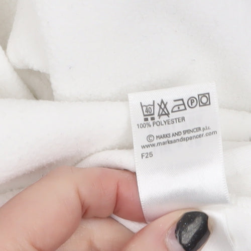 Marks and Spencer Women White Fleece Pullover Sweatshirt UK 16