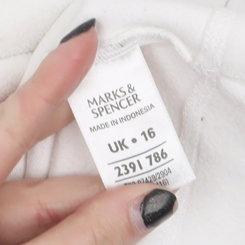 Marks and Spencer Women White Fleece Pullover Sweatshirt UK 16