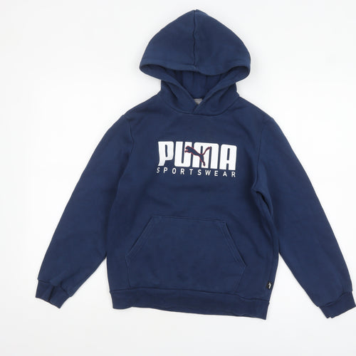 Puma Boys Blue Pullover Hoodie 11-12 Years Cotton Blend Sportswear