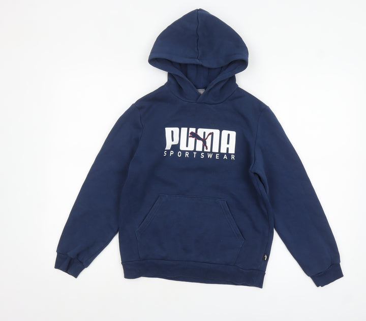 Puma Boys Blue Pullover Hoodie 11-12 Years Cotton Blend Sportswear